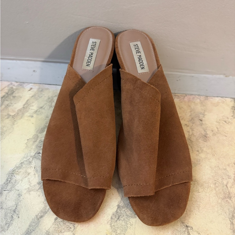 Steve Madden Brown Suede 3inch Mules